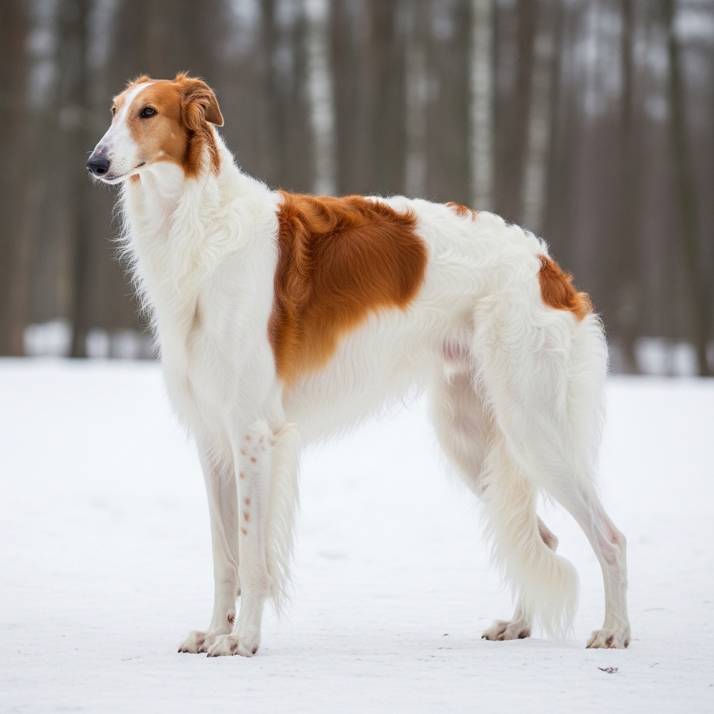 Borzoi - Білий з рудими плямами
